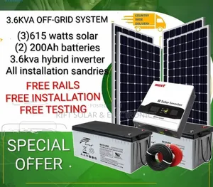 3.6kw Off Grid Package - (2)200ah Gel Batteries - (4)590w Solar Kit
