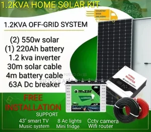 1.2 Kw Home Solar Package for 43" Tv, Lighting, Wifi, Music Fridge