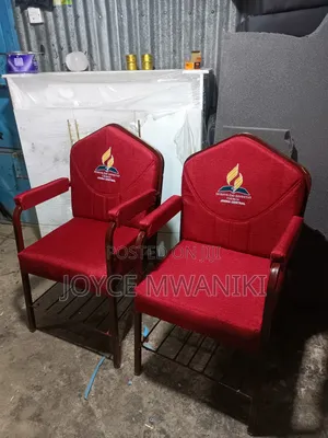 Church Chair With Branding, Hot Red With Armrest 
