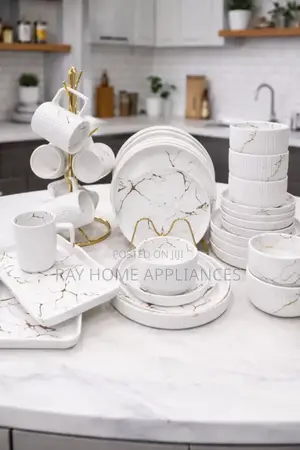 32pcs Matte Stoneware Marble Finish
European Porcelain Black/White