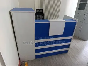 1.4m Blue Reception Desk