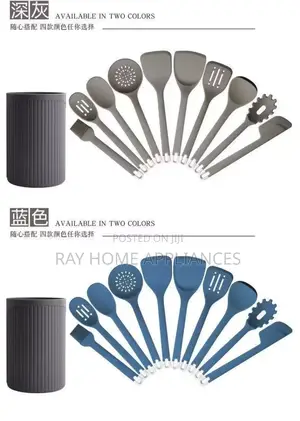 11 Pieces High Quality Silicone Serving Spoon
Colours Grey,Dark Blue