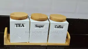 3pieces Ceramic Canisters Set With Bamboo Stand
500ml Capacity