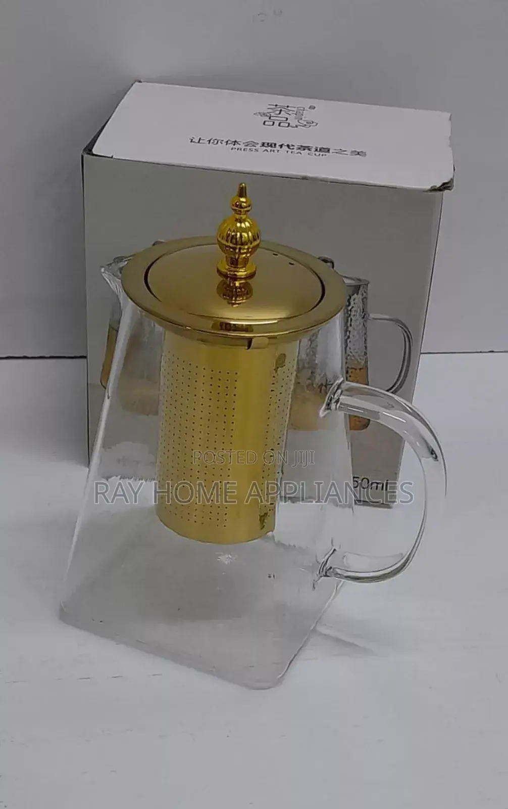 Borosilicate Tea Decanter Glass With Gold Infuser Capacity:1000ml