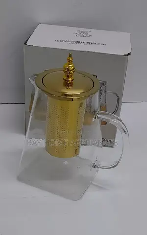 Borosilicate Tea Decanter Glass With Gold Infuser Capacity:1000ml