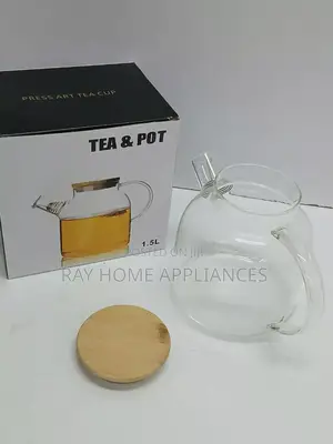 Heat-resistance Glass Teapot Wooden Lid + Stainless Steel 1.5litres