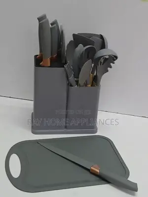 19pieces Heat Resistance Silicone Spoon Set Grey Green
