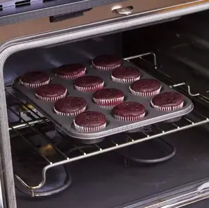 Non Stick Cupcake Tray 12 Holes Metallic