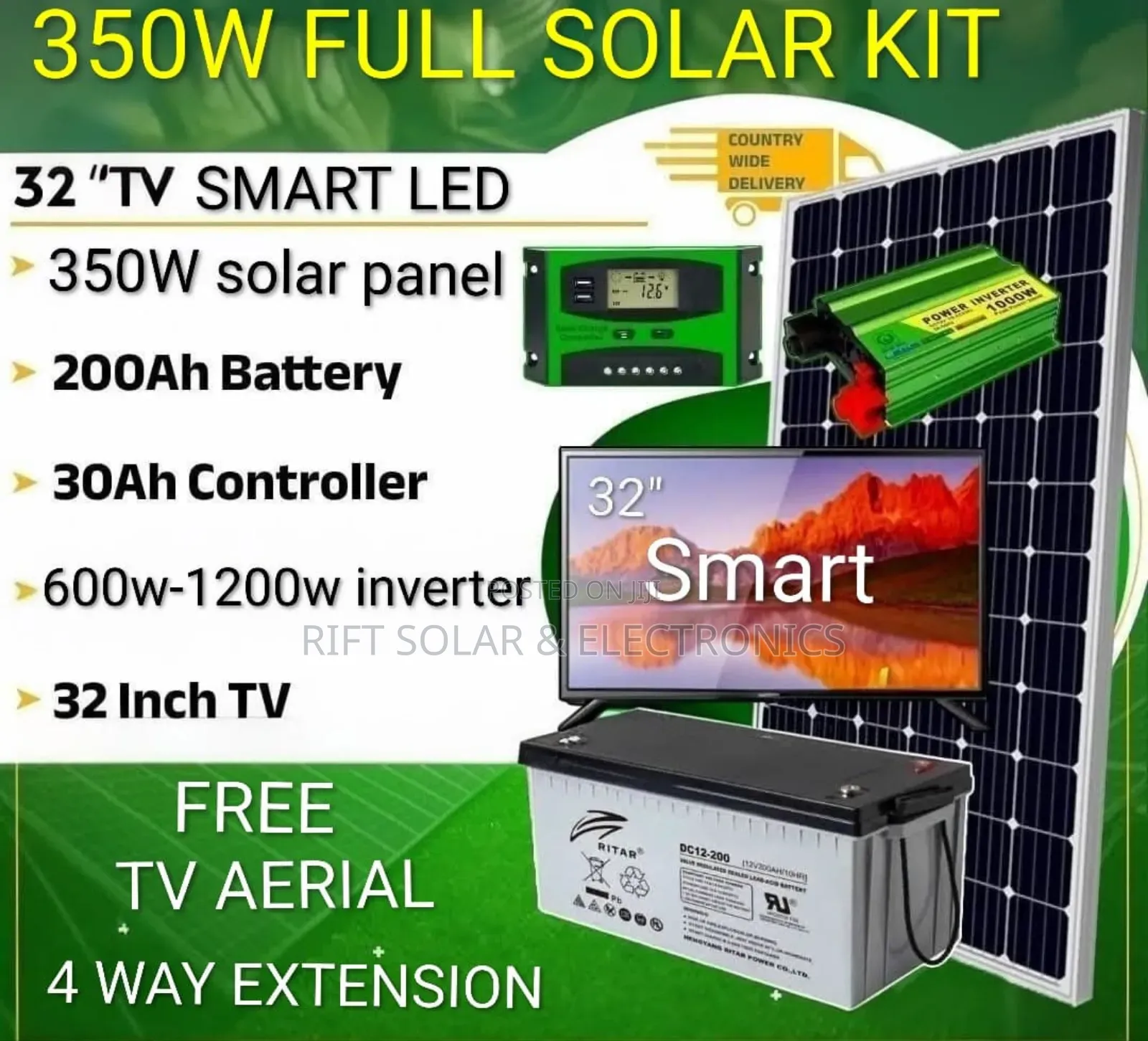 350 Watts Full Solar Kit - 32" Smart Led TV Home Sweet Package