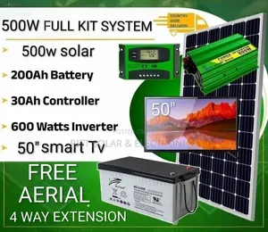 New 500w Solar Kit - 50" Android Tv - 200ah Battery - 600w Inverter.