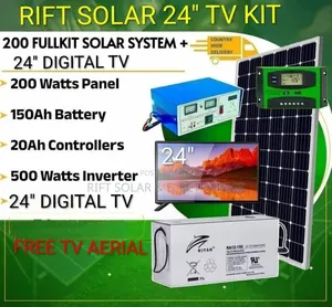 24" Digital Tv Solar Package - 200w Solar - 150ah Battery - Tv Aerial
