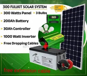 300w Solar Panel - 200ah Battery - 1000w Inverter 30a Controller Kit