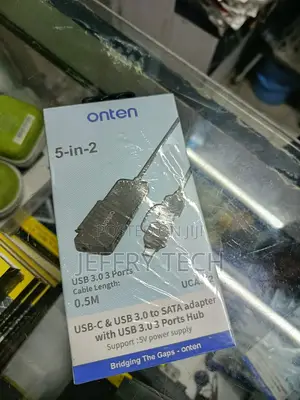 Onten 5-in-2 Uca312 Usb-C Usb 3.0 to Sata Adapter and 3-Port Hub.