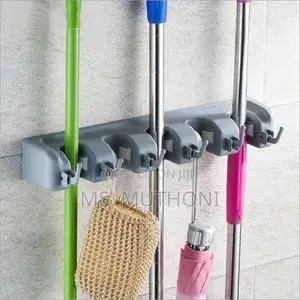 Wall-Mounted Broom and Mop Holder / Organizer