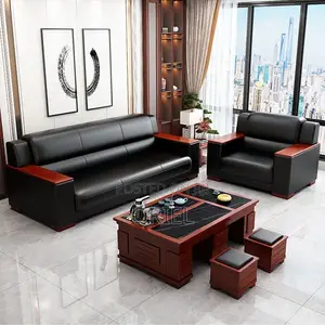 Office Sofa; 5-Seater Leather Office Sofa