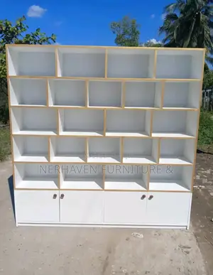 Modern Wooden Bookshelf With Open Shelves