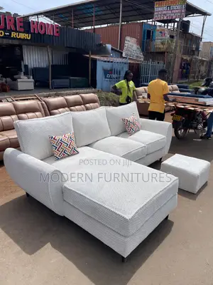 White Stylish L Sofa/ L Shaped Sofa