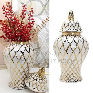 Gold Plated Ceramic Ginger Vases