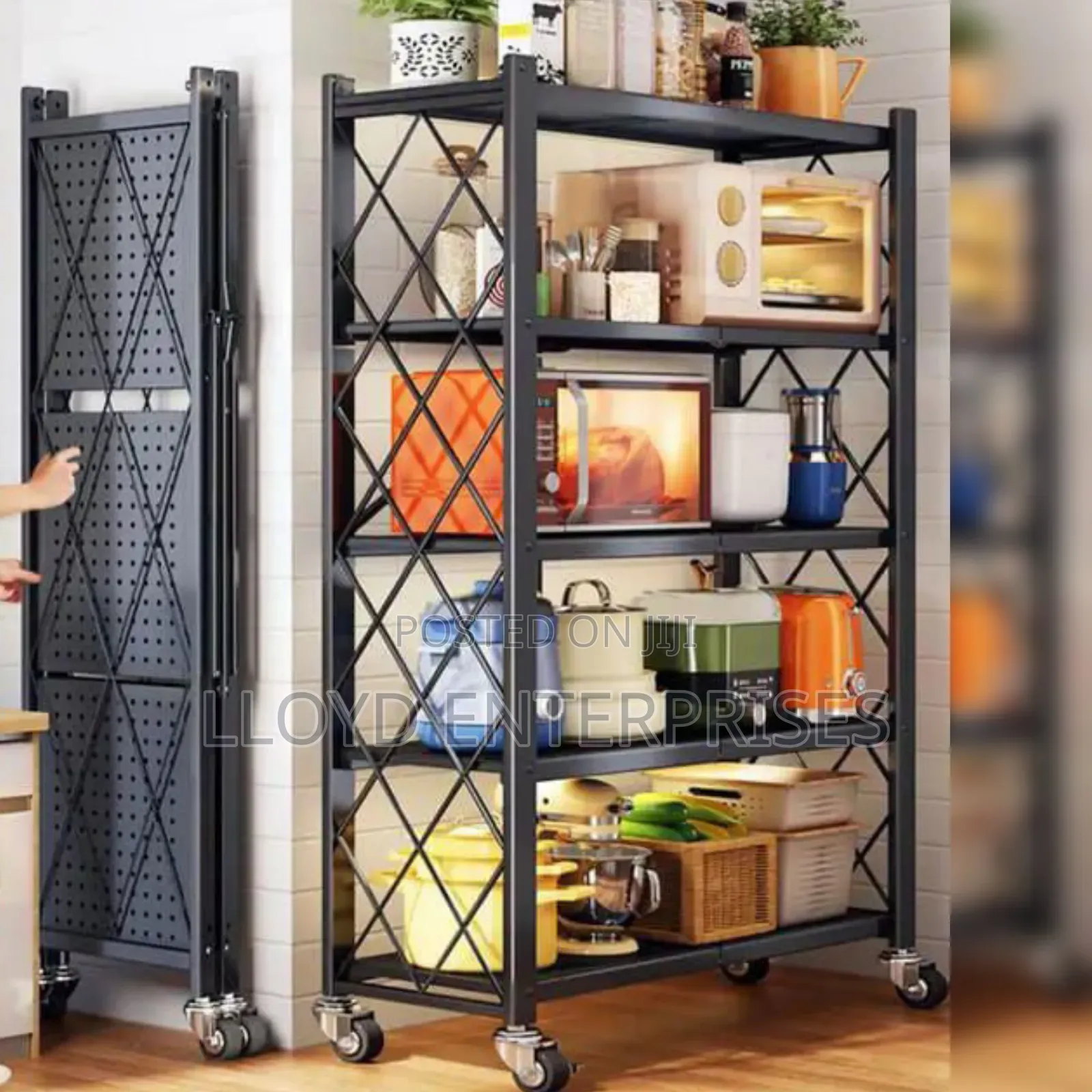 Foldable Movable Carbon Steel Strong Kitchen Rack
