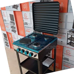 Eurochef Hybrid Cooker: 3 Gas Hobs + 1 Electric Hob + Storage Shelves