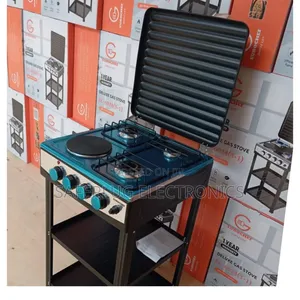 Standing Cooker With Shelves Eurochef Hybrid Cooker: 3 Gas Hobs
