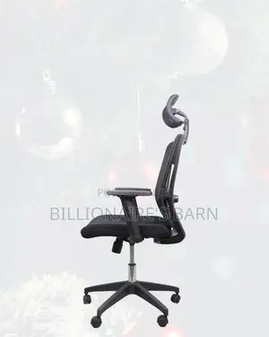 Black Ergonomic Office Chair for Work — Adjustable Headrest Support