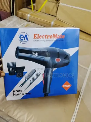 Electromate Hair Dryer 2200w - Fast Drying W/ 4 Attachments