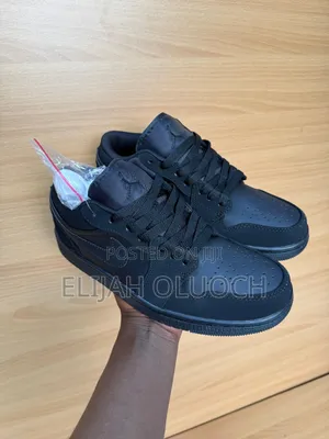 Air Jordan 1 All Black 
Leather Shoes