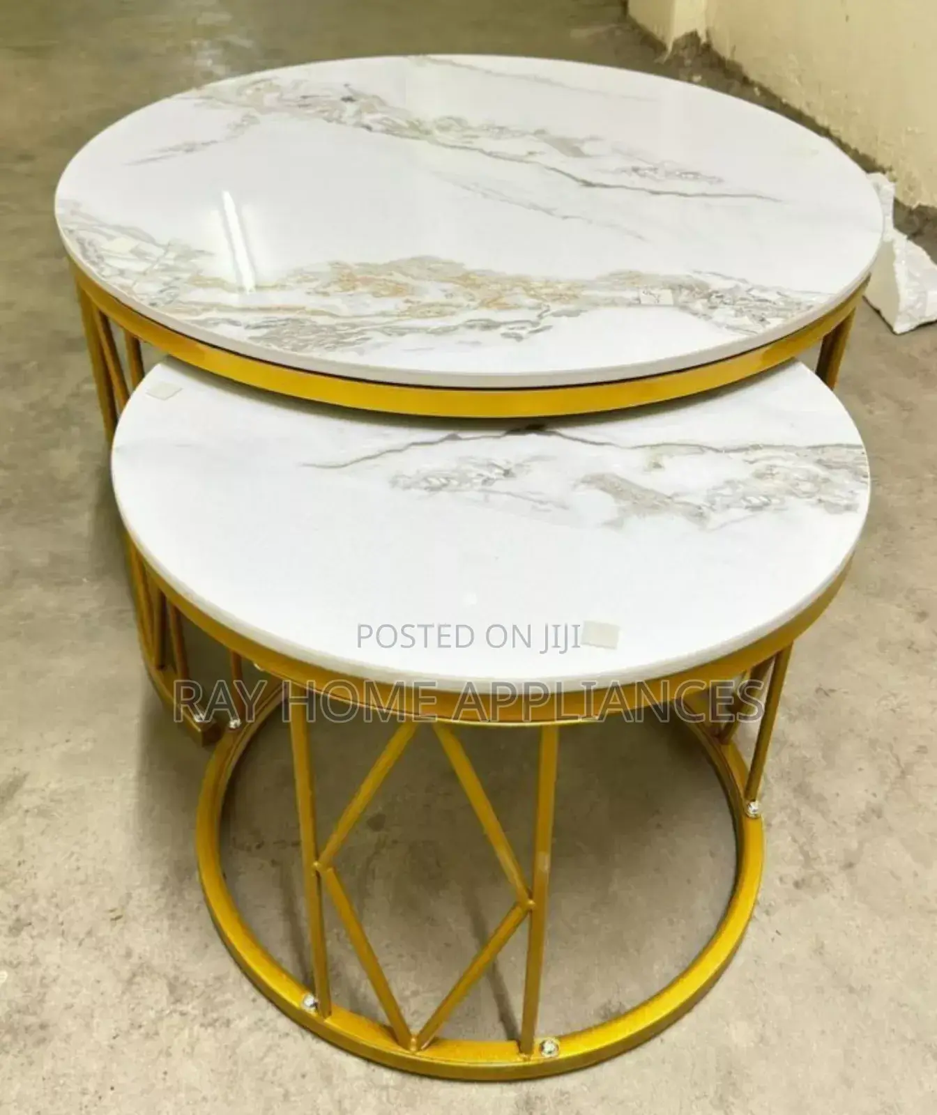 2 in 1 Modern Luxury Pure Marble Nesting Tables.