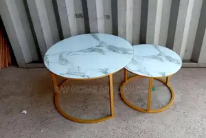 Glass Effect White Marble Nesting Coffee Table