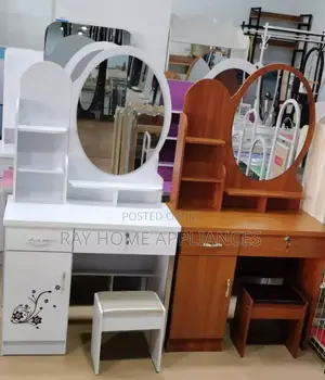 White Executive Dressing Table in White and Brown