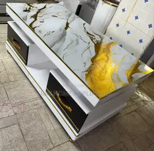 Executive White Coffee Table With Marble Topping