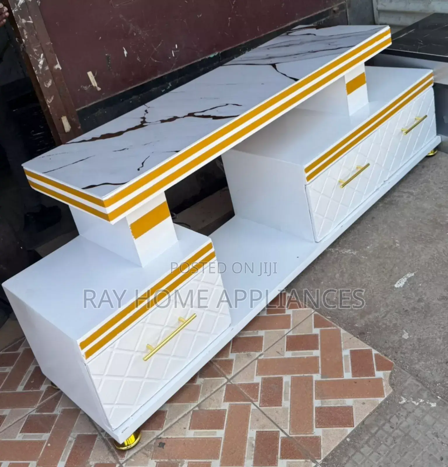 Executive Tv Stand With Marble Coating and Light