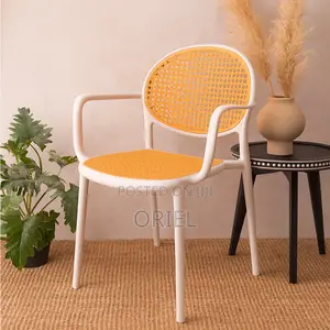 Dining Plastic Chair : Stackable Cane Modern Armchair