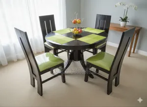 Dining Set a Shiny Black Dining Set With Lime Green Chairs
