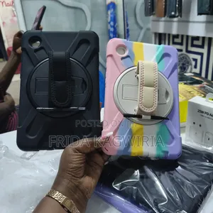 Rugged Shockproof Back Cover For Samsung Tab A9 (Black And Rainbow)