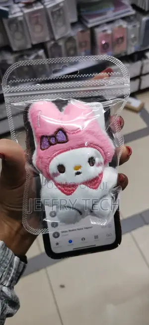 Teddy Bear Mobile Cell Phone Charm Pendant -Pink/ White