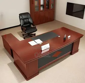 Office Desk : Modern L-Shaped Mahogany Executive Desk