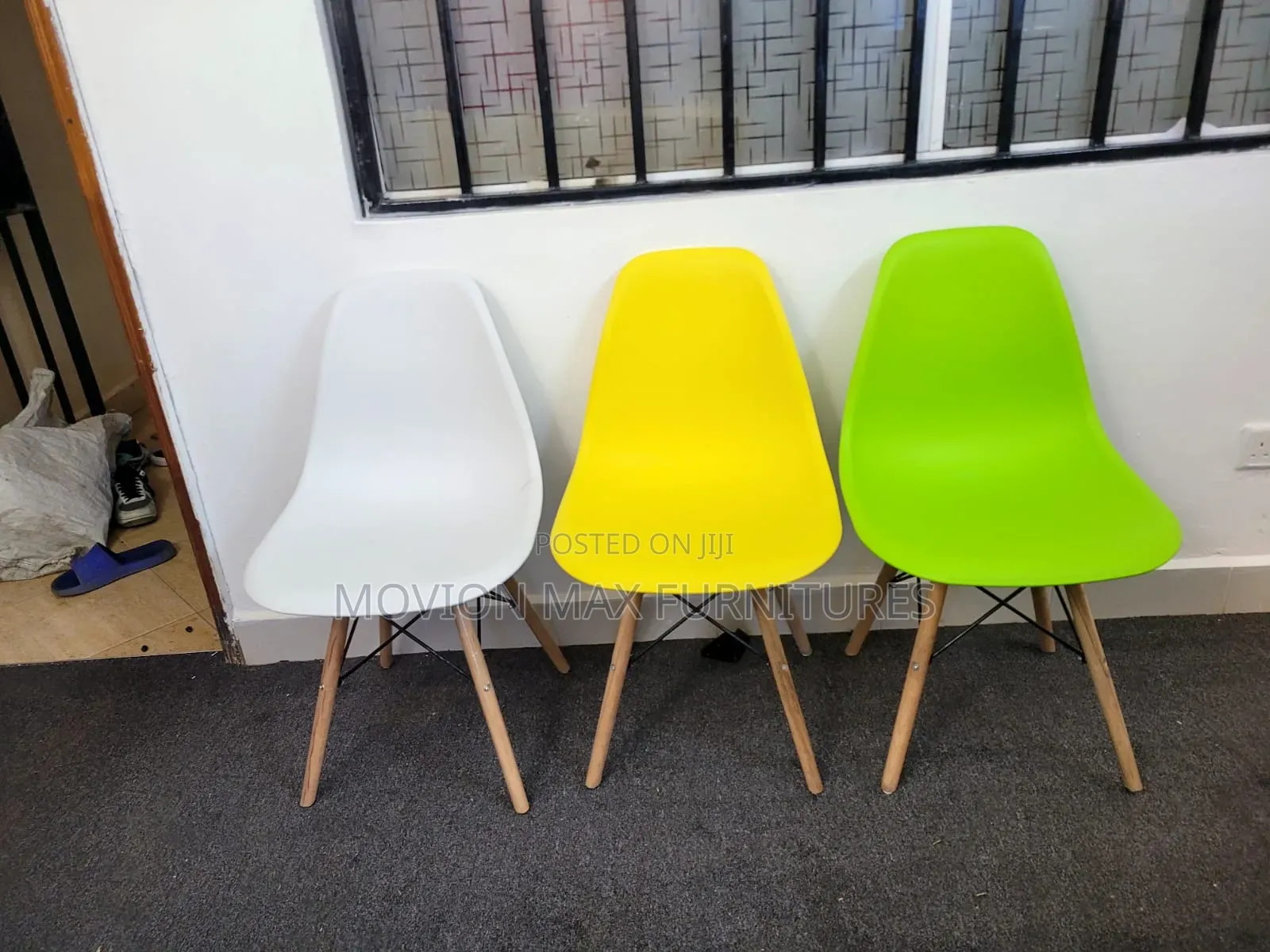 Green, Red, Black Eames Chairs