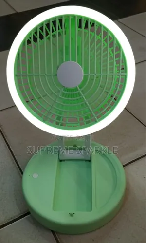 Foldable Rechargeable Fan With an Led Ring Light.