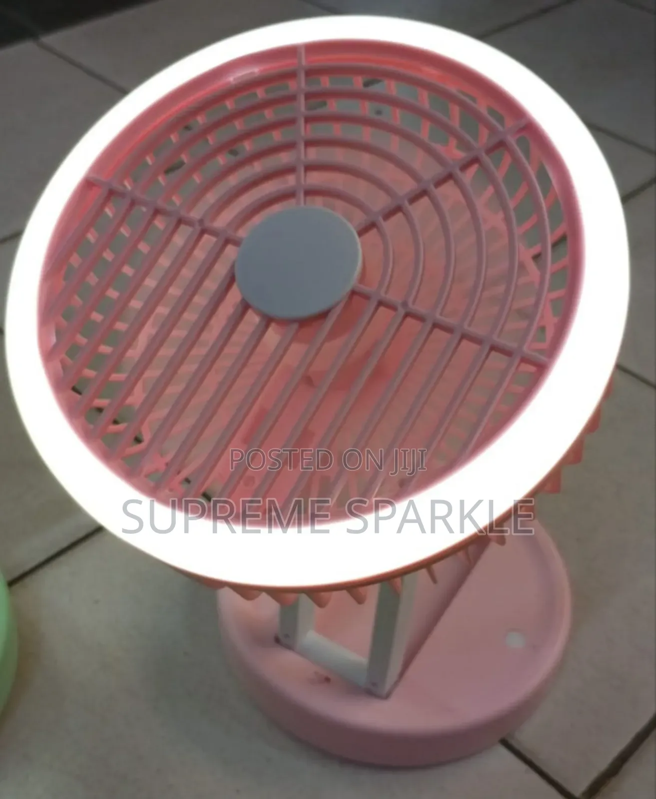 Foldable Rechargeable Fan With an Led Ring Light.