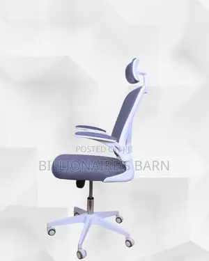 White Ergonomic Chair •Support That Lasts, Adjustable Headrest Support