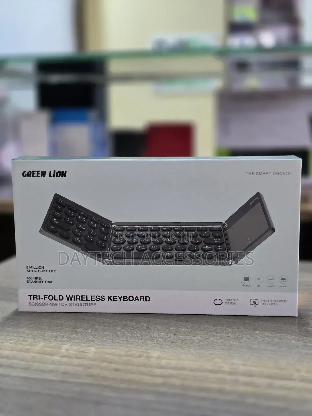 Green Lion Tri-Fold Wireless Keyboard Scissor-Switch Structure - Gray