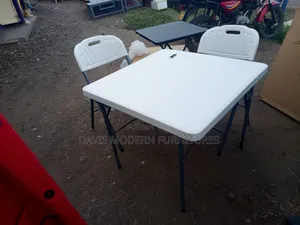 4-Seater Heavy Duty Folding Table With 2 Plastic Chairs – White