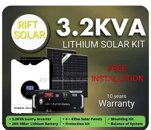 3.2kva Inverter - 2.56kwh Lithium Battery -(4)470w Free Installation
