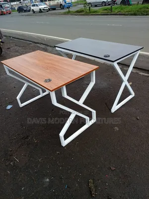 Modern Office Desk With Cable Port White Metal Legs