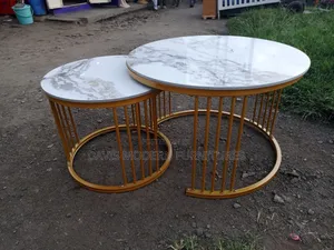 Luxury Marble Top Nesting Coffee Tables With Gold Metals (Set of 2)