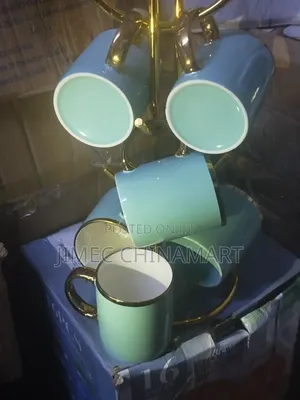 6pcs Green Gold Mugs
