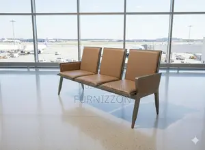 Modern 3 Seater Pu Padded Brown Waiting Bench