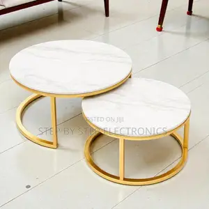 Marble Top Nesting Coffee Tables With Gold Frame for Living Room Décor